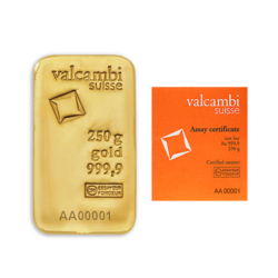 Lingot d'or coulé 250 grammes | Valcambi
